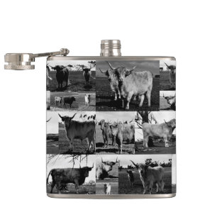 Flasques Black White Highland Photographie de vache, Hip Fl