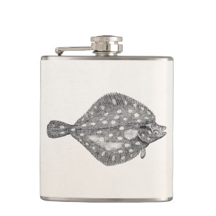 Flasques Blanc vintage de modèle de poissons de flet de