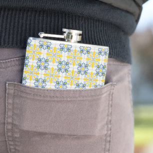 Flasques Bleu et jaune joli carrelage portugais motif