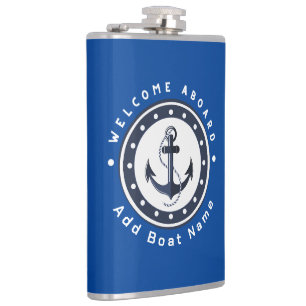 Flasques Bleu Marine Ancre nautique club bateau marina