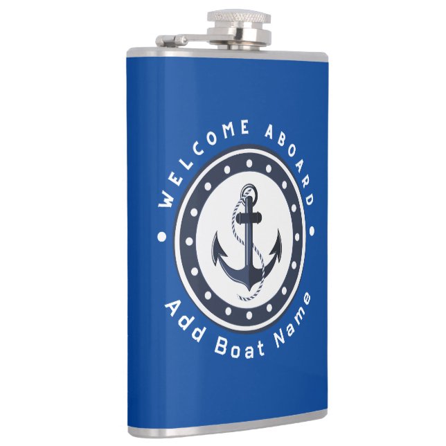 Flasques Bleu Marine Ancre nautique club bateau marina (Droite)