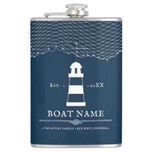 Flasques Bleu marine marine Personnalisé phare Bateau