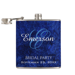Flasques Bleu saphir Cobalt Azure Briding Party Monogramm