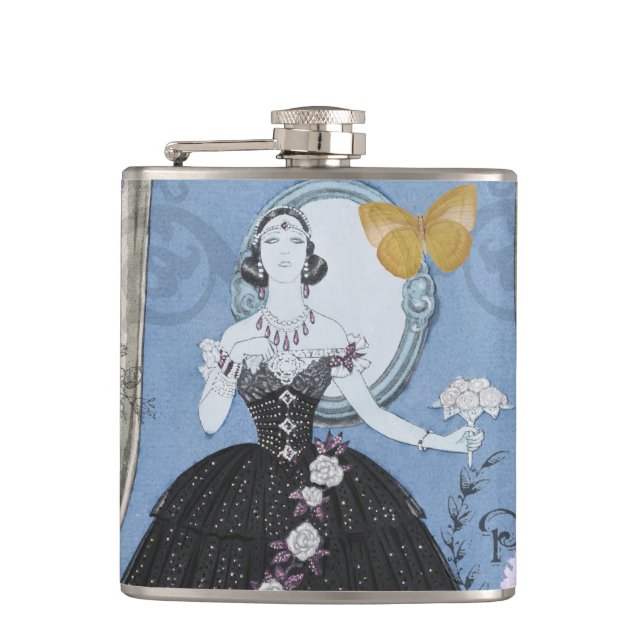 Flasques Blue Elegant Femme Floral Fancy Gown (Devant)