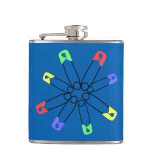 Flasques Blue Rainbow Safety Pin Solidarité Jaune Vert