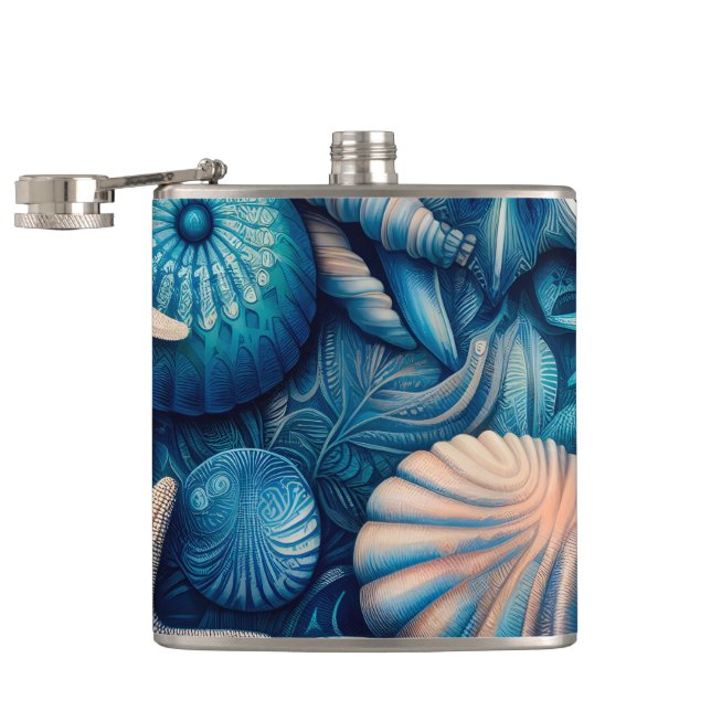Flasques Blue Shells Beach Batik Starfish Sand Dollar (Ouvert)