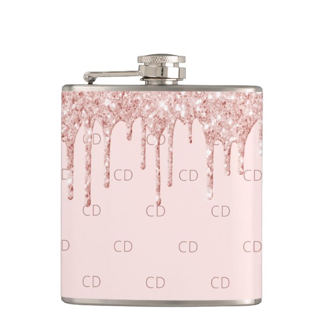 Flasques Blush rose gold en lettres majuscules personnalisé (Devant)