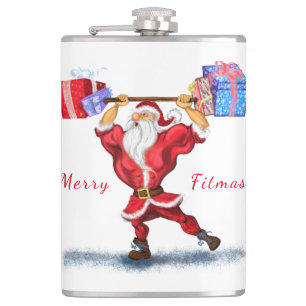 Flasques Bodybuilder Santa Claus avec cadeaux de Noël - Am