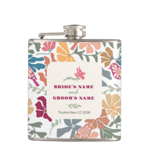 Flasques Boho Chic Floral Mariage Rétro Milieu de Siècle