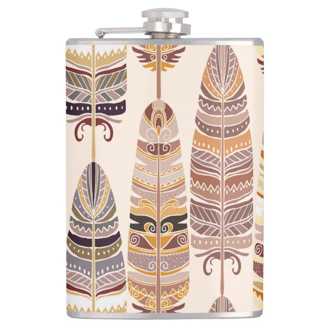 Flasques Boho Feathes : Motif Tribal sans Seamless (Devant)