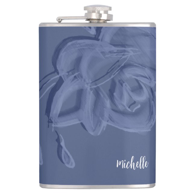 Flasques Boho Vintage Fleurs Bleues Artistiques (Devant)