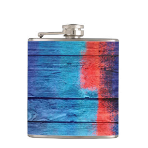 Flasques Bois bleu et rouge Vintage #2