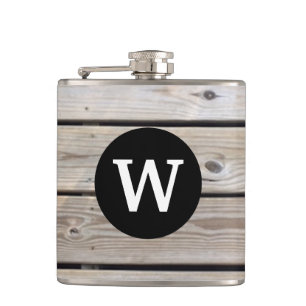 Flasques Bois rustique monogramme