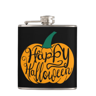 Flasques Bonne lettre Halloween sur citrouille sculpté