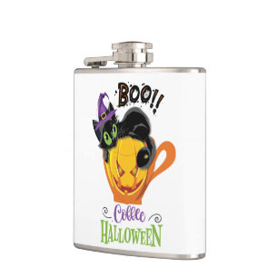 Flasques Boo Black Cat, Scary Pumkin Coffee Halloween