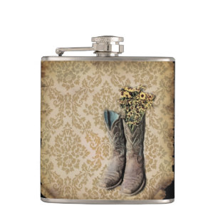 Flasques Bottes de cowboy de pays occidental de marguerite