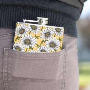 Flasques Bouches blanches, fleurs sauvages sur jaune