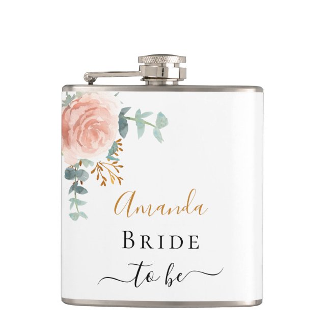 Flasques Bride rose or floral eucalyptus bachelorette (Devant)