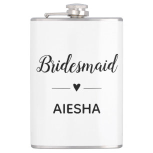 Flasques Bridesmaid Calligraphy Heart Mariage personnalisé