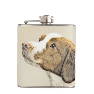 Flasques Brittany Peinture - Cute Original Chien Art