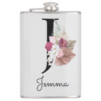 Broderie Rose Boho Floral Initiale J