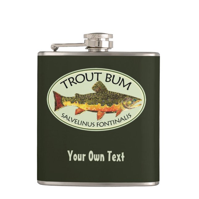Flasques Brook Trout Bum Pêche aux mouches humoristique (Devant)