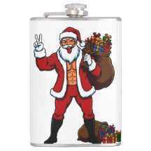 Buff Santa Peace Sign! Ripped Abs & Funny Christma