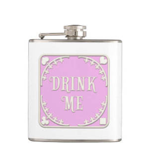 Flasques "Buvez-Moi" Wonderland Tea Party Mauve Pink Emblem
