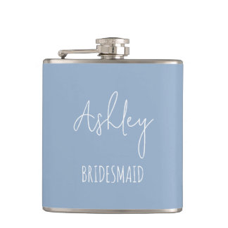 Flasques Cadeau personnalisé Dusty Blue Bridal Party