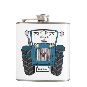 Flasques Cadeau personnalisé Mariage campagnard tracteur bl