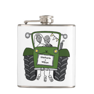 Flasques Cadeau personnalisé Mariage campagnard tracteur ve