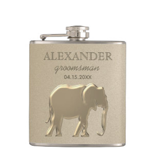 Flasques Cadeaux de garçons d'honneur à monogramme doré élé