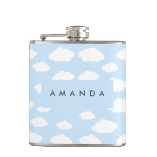 Flasques Cadeaux Monogramme Cute Girl Blue Cloud personnali