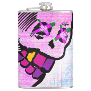 Flasques Calavera Crâne Geek NFT Art rose violet