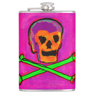 Flasques Calavera Crâne Geek NFT Art rose violet vert