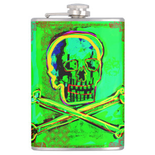 Flasques Calavera Skull Geek NFT Art Green Red