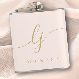 Flasques Calligraphie Personnalisée Rose Gold Enterrement d