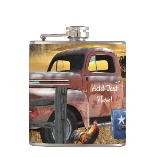 Flasques Camion rouge Vintage Camion rouge Camion agricole