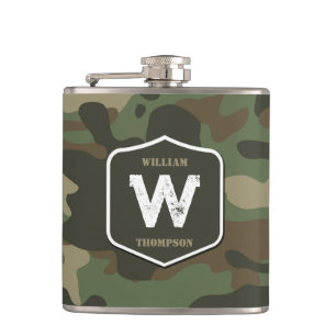 Flasques Camouflage vert Camo Motif de l'armée Monogramme