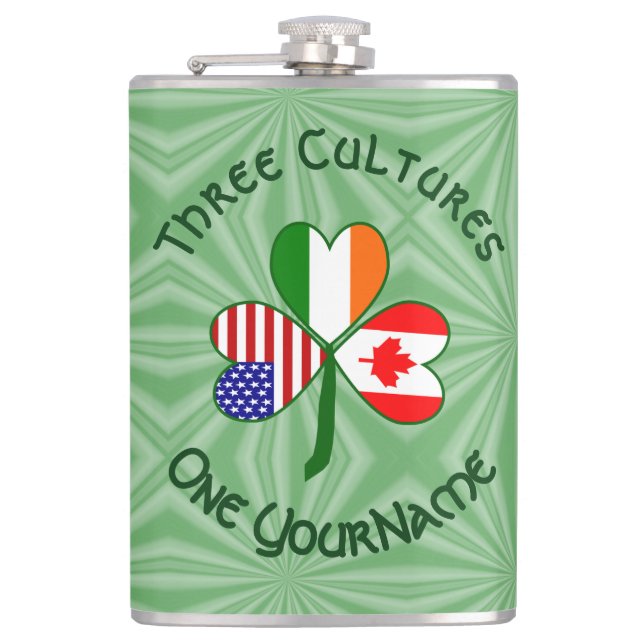 Flasques Canada Irlande États-Unis Shamrock Drapeau personn (Devant)