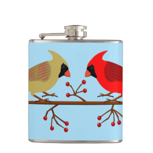 Flasques Cardinaux de Noël mignons et baies rouges