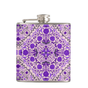 Flasques Carreaux floraux en violet et coton bonbon rose
