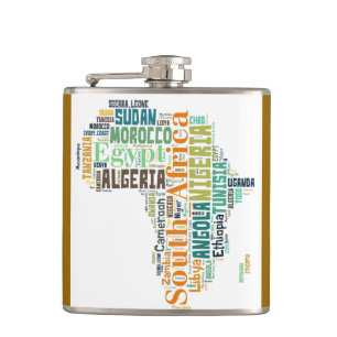 Flasques Carte de l'Afrique Word Art Flask