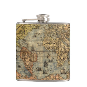 Flasques Carte du monde Forlani Antiquev 1565 Renaissance