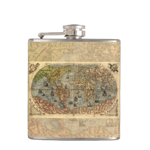Flasques Carte du monde Forlani Antiquev 1565 Renaissance