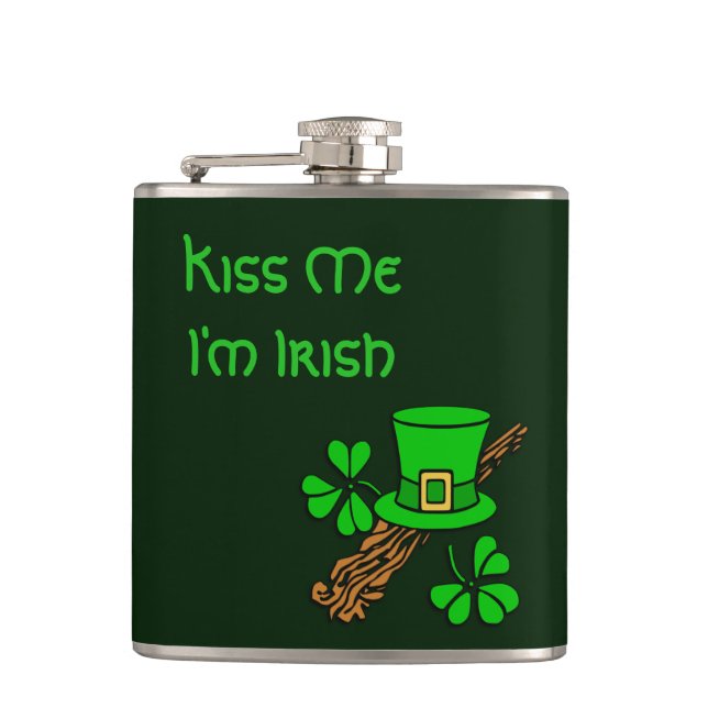 Flasques Casquette et Shamrock irlandais (Devant)