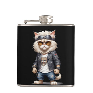 Flasques Cat Biker Rebel en cuir Jacket Cool Style urbain