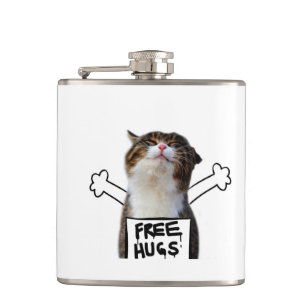 Flasques Cat holding Free Hugs Sign