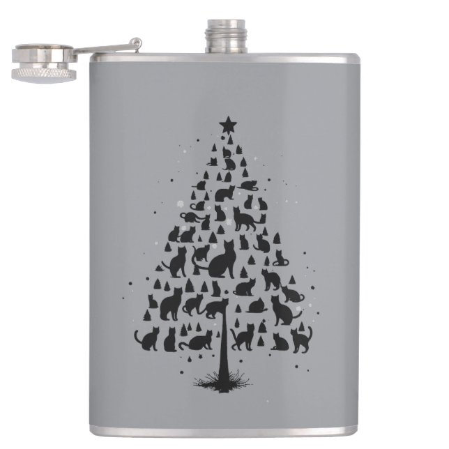 Flasques Cat Lover Christmas Tree 1 (Ouvert)