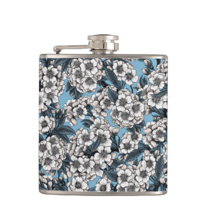 Flasques Cherry blossom in white and blue